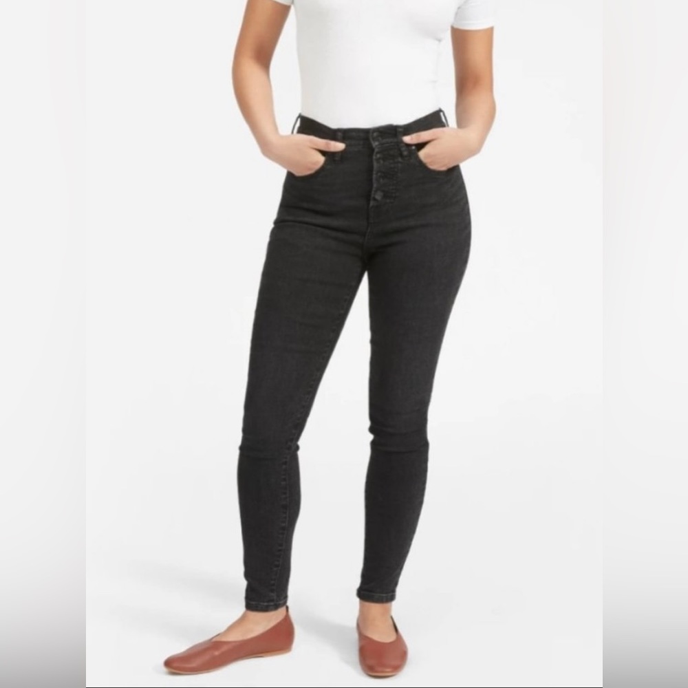 Evereve Authentic Stretch High Rise Button Fly Skinny Jeans 32 Ankle